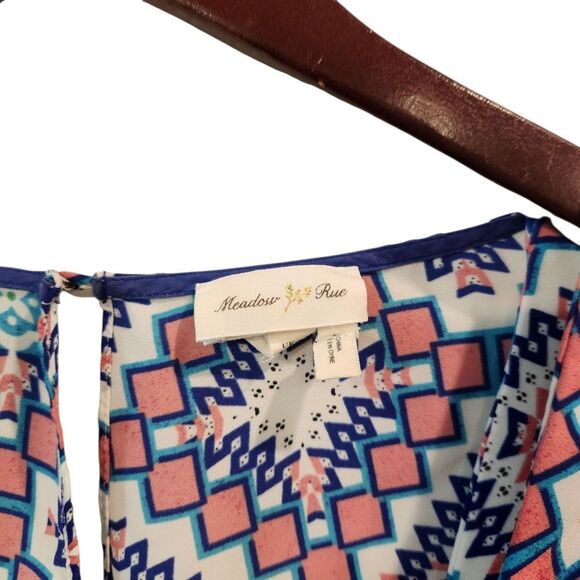 Anthropologie Meadow Rue Top Women's Small  US 4 Pink Multi Color Flutter Top - Picture 7 of 8